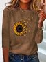 Sonnenblume Langarm Rundhals T-Bluse