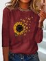 Sonnenblume Langarm Rundhals T-Bluse