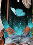 Schmetterling Lässig Weit Rundhals T-Shirt