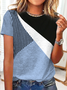 Jersey Lässig Gestreift T-Shirt