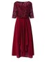 Unifarben Regelmäßige Passform Freizeitkleid