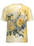 Damen Gelb Geblümt Vogel Einfach Weit T-Shirt
