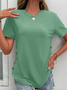 Rundhals Lässig Unifarben Regelmäßige Passform T-Shirt