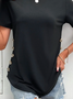Rundhals Lässig Unifarben Regelmäßige Passform T-Shirt
