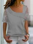 Asymmetrischer Ausschnitt Freizeitbluse Lässige Loose Bluse