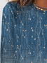 Geblümt Weit Lässig Gestrickt T-Shirt Langarmshirt