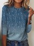 Geblümt Weit Lässig Gestrickt T-Shirt Langarmshirt