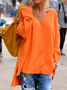 Lässig V Ausschnitt Weit Unifarben  Pullover