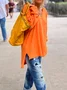 Lässig V Ausschnitt Weit Unifarben  Pullover