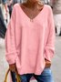 Lässig V Ausschnitt Weit Unifarben  Pullover