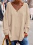 Lässig V Ausschnitt Weit Unifarben  Pullover