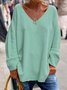 Lässig V Ausschnitt Weit Unifarben  Pullover