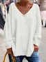 Lässig V Ausschnitt Weit Unifarben  Pullover