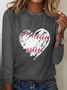 Baseball Shirts Damen Spiel Tag Bluse Baseball Herz Grafik Regelmäßige Passform Lässig Langarm Bluse