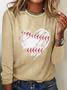 Baseball Shirts Damen Spiel Tag Bluse Baseball Herz Grafik Regelmäßige Passform Lässig Langarm Bluse