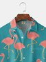 Flamingo Brusttasche Kurzarm Hawaiische Bluse