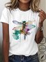 Lässig Rundhals Baumwolle Libelle T-Shirt