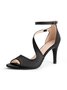 Glamourös Cut Out Satin Stiletto-Absatz Peep-Toe-Sandalen