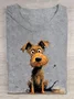 Hund Lässig Baumwolle Weit T-Shirt