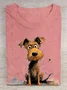 Hund Lässig Baumwolle Weit T-Shirt