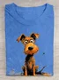 Hund Lässig Baumwolle Weit T-Shirt