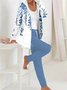 Jersey Lässig Weit Jacke und Hose Zweiteiliges Set