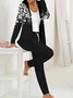 Jersey Lässig Weit Jacke und Hose Zweiteiliges Set