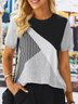Jersey Lässig Gestreift T-Shirt