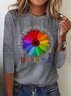 Sonnenblume Rundhals Weit T-Bluse