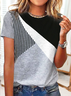 Jersey Lässig Gestreift T-Shirt