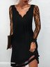 Unifarben V-Ausschnitt Freizeitkleid Mit Nein
